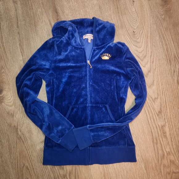 Juicy Couture Blue Velour Hoodie – Classic Y2K Cozy Chic (M) - Picture 3 of 3